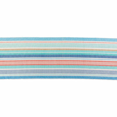 Design Imports Seashore Stripe Fringed Table Runner