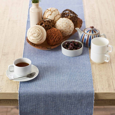 Design Imports Stonewash Blue/White 2-Tone Ribbed Table Runner
