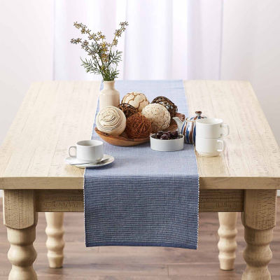 Design Imports Stonewash Blue/White 2-Tone Ribbed Table Runner
