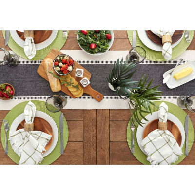 Design Imports Black Dobby Stripe Ribbed Table Runner