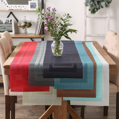 Design Imports Stonewash Blue Pvc Doubleframe Table Runner
