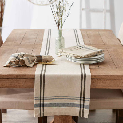 Design Imports Black French Stripe Table Runner