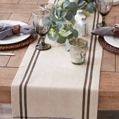 Design Imports Black French Stripe Table Runner