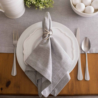 Design Imports Gray Solid Chambray Table Runner