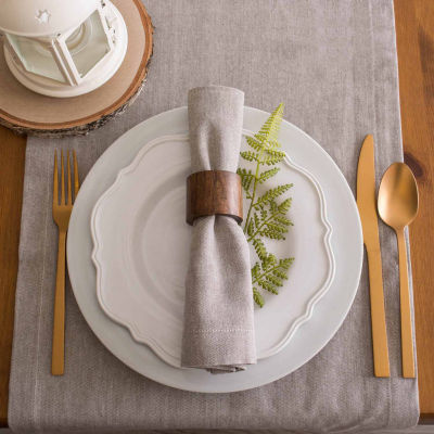 Design Imports Stone Brown Solid Chambray Table Runner
