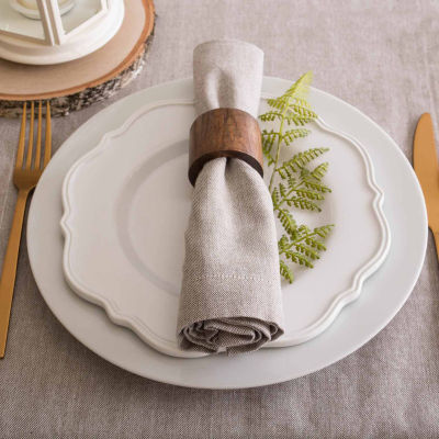 Design Imports Stone Brown Solid Chambray Table Runner