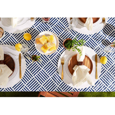 Design Imports Navy Grid Vinyl Tablecloth