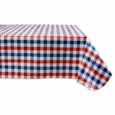 Design Imports Red  White and Blue Check Vinyl Tablecloth