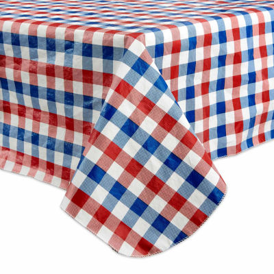 Design Imports Red  White and Blue Check Vinyl Tablecloth