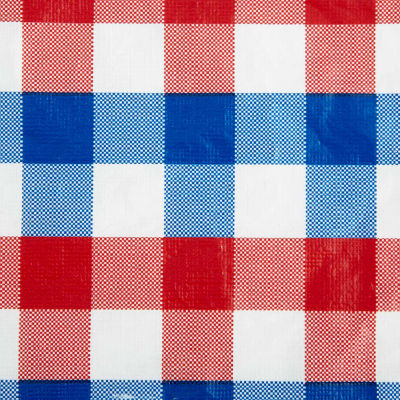 Design Imports Red  White and Blue Check Vinyl Tablecloth