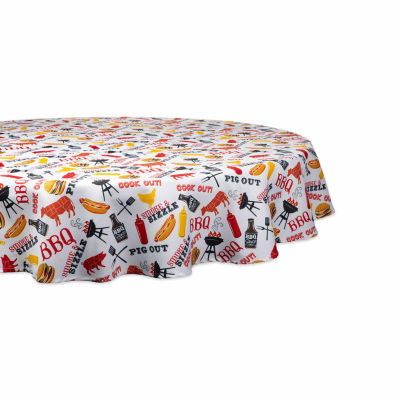 Design Imports Bbq Fun Print Outdoor  With Zipper Tablecloth