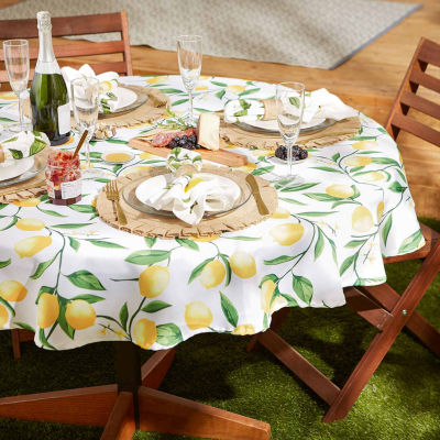 Design Imports Lemon Bliss Print Outdoor Tablecloth