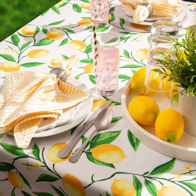 Design Imports Lemon Bliss Print Outdoor Tablecloth