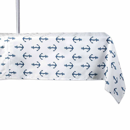 Design Imports Anchors Print Outdoor Tablecloths, One Size, White