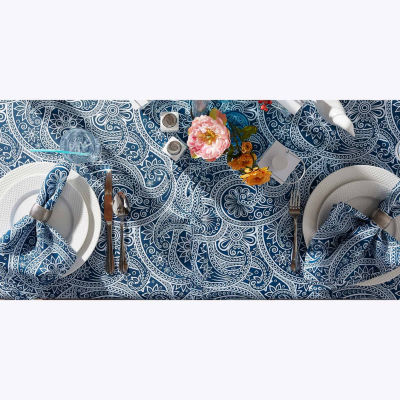 Design Imports Blue Paisley Print Outdoor Tablecloth