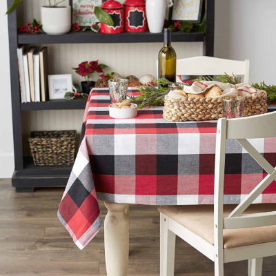Design Imports Cardinal Red Tri Color Check Tablecloth