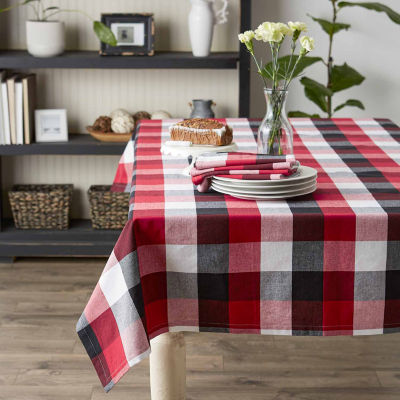Design Imports Cardinal Red Tri Color Check Tablecloth