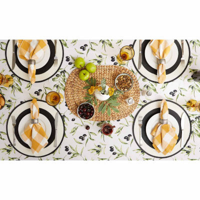 Design Imports Olives Print Outdoor  With Zipper Tablecloth