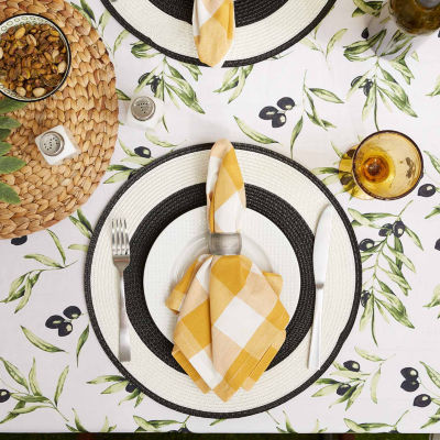 Design Imports Olives Print Outdoor  With Zipper Tablecloth