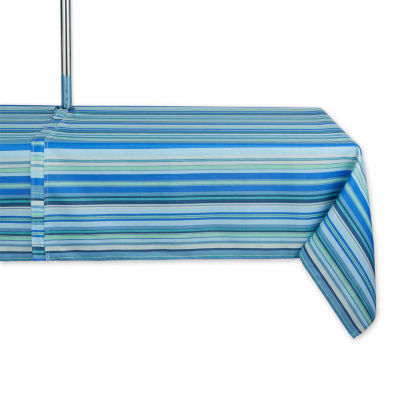 Design Imports Blue Ocean Stripe Print Outdoor  With Zipper Tablecloths