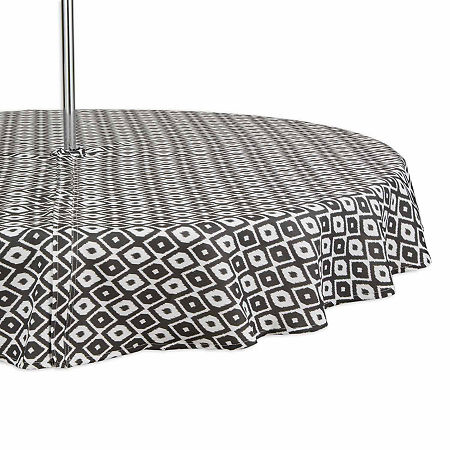 Design Imports Black Ikat Outdoor With Zipper Tablecloths, One Size, Black