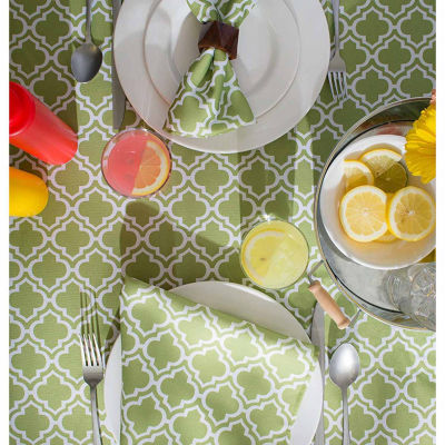 Design Imports Green Lattice Outdoor Tablecloth