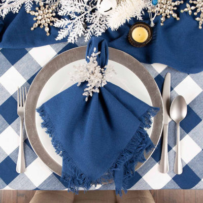Design Imports Navy Buffalo Check Tablecloth
