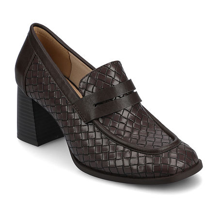 Journee Collection Womens Square Closed Toe Loafers In Brown