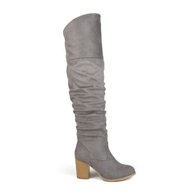 Journee Collection Womens Kaison Extra Wide Calf Stacked Heel Over the Knee Boots