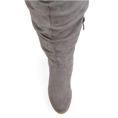 Journee Collection Womens Kaison Extra Wide Calf Stacked Heel Over the Knee Boots