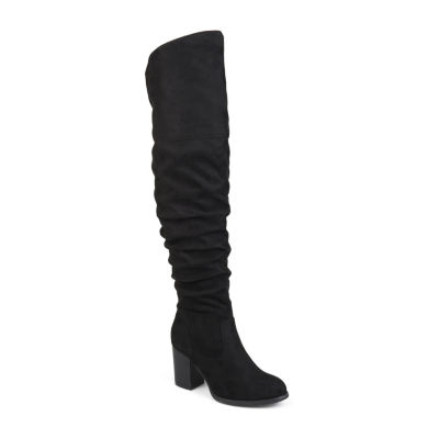 Journee Collection Womens Kaison Stacked Heel Over the Knee Boots