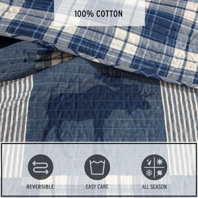 Eddie Bauer Moose Patchwork Easy Care Quilt Set