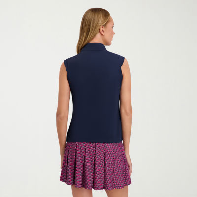 Stella Parker Womens Mock Neck Sleeveless Quarter-Zip Pullover