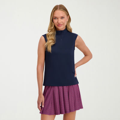 Stella Parker Womens Mock Neck Sleeveless Quarter-Zip Pullover