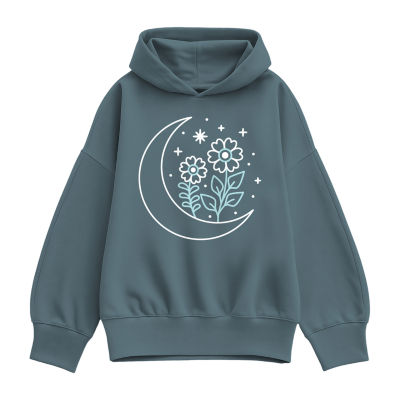 Moon Flowers Womens Long Sleeve Hoodie