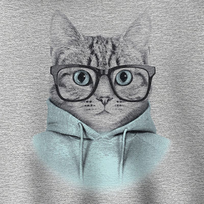 Hipster Cat Womens Long Sleeve Hoodie