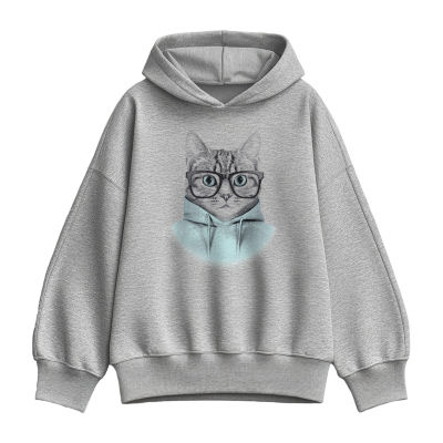 Hipster Cat Womens Long Sleeve Hoodie