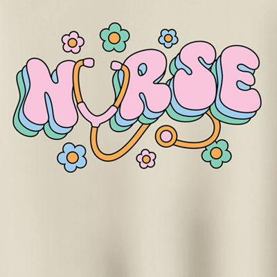 Nurse Flowers Womens Crew Neck Long Sleeve Pullover Sweater