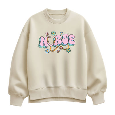 Nurse Flowers Womens Crew Neck Long Sleeve Pullover Sweater
