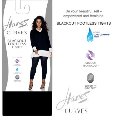 Hanes Womens Curves Plus Footless Tights