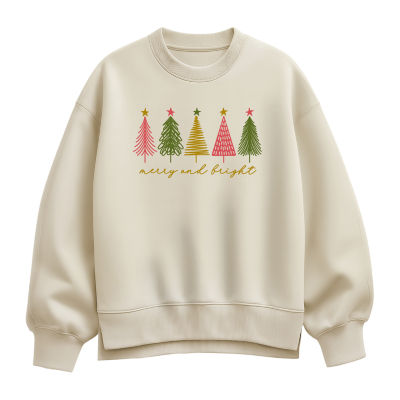 Merry And Bright Womens Crew Neck Long Sleeve Pullover Sweater