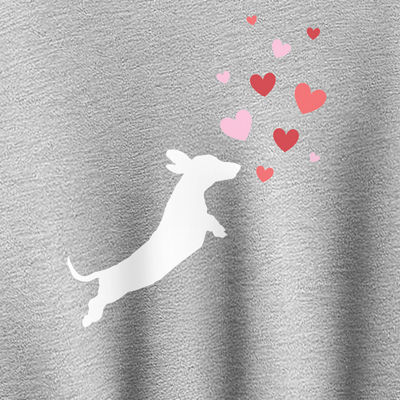 Dachsund Hearts Womens Crew Neck Long Sleeve Pullover Sweater
