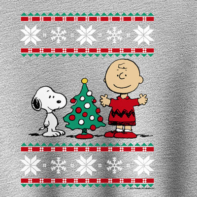 Christmas Sweater Womens Crew Neck Long Sleeve Peanuts Pullover