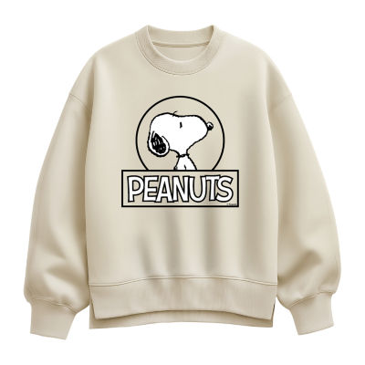Womens Crew Neck Long Sleeve Peanuts Pullover Sweater