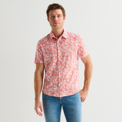 St. John's Bay Camp Mens Short Sleeve Classic Fit Button-Down Shirt