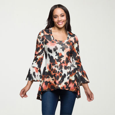 24seven Comfort Apparel Womens Scoop Neck 3/4 Sleeve Tunic Top