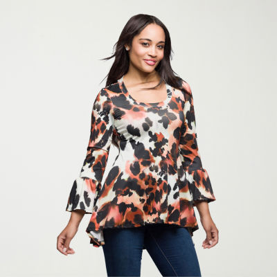 24seven Comfort Apparel Womens Scoop Neck 3/4 Sleeve Tunic Top