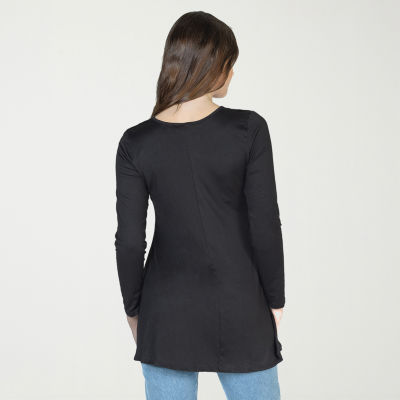 24seven Comfort Apparel Womens Henley Neck Long Sleeve Tunic Top