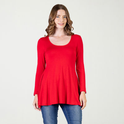 24seven Comfort Apparel Womens Scoop Neck Long Sleeve Tunic Top