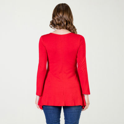 24seven Comfort Apparel Womens Scoop Neck Long Sleeve Tunic Top